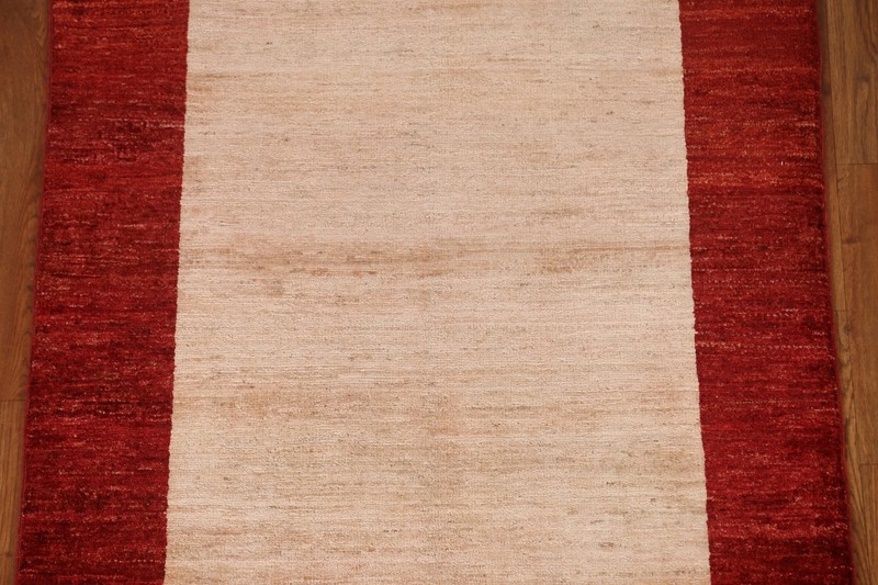 Bordered Ivory/ Red Modern Gabbeh Oriental Area Rug 3'x5' Wool Handmade Carpet gallery