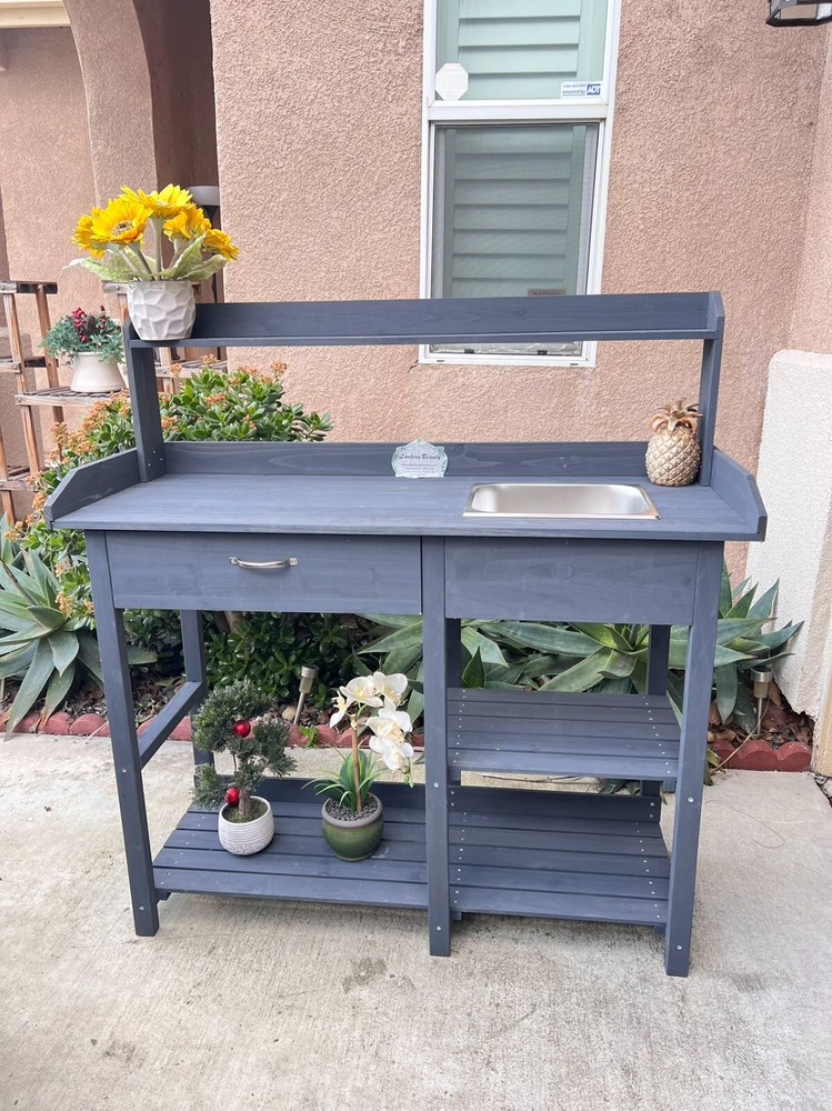 potting bench, potting table, potting benches outdoor work station table
