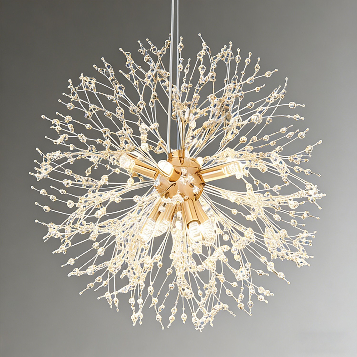 8-Light Gold Sputnik Chandelier Crystal Firework Dandelion Pendant LED Light gallery