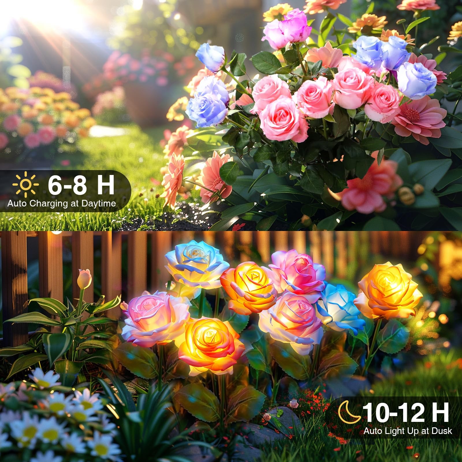 Solar Lights Outdoor Waterproof for Garden Decor, 4 Pack Solar Garden Lights ... gallery