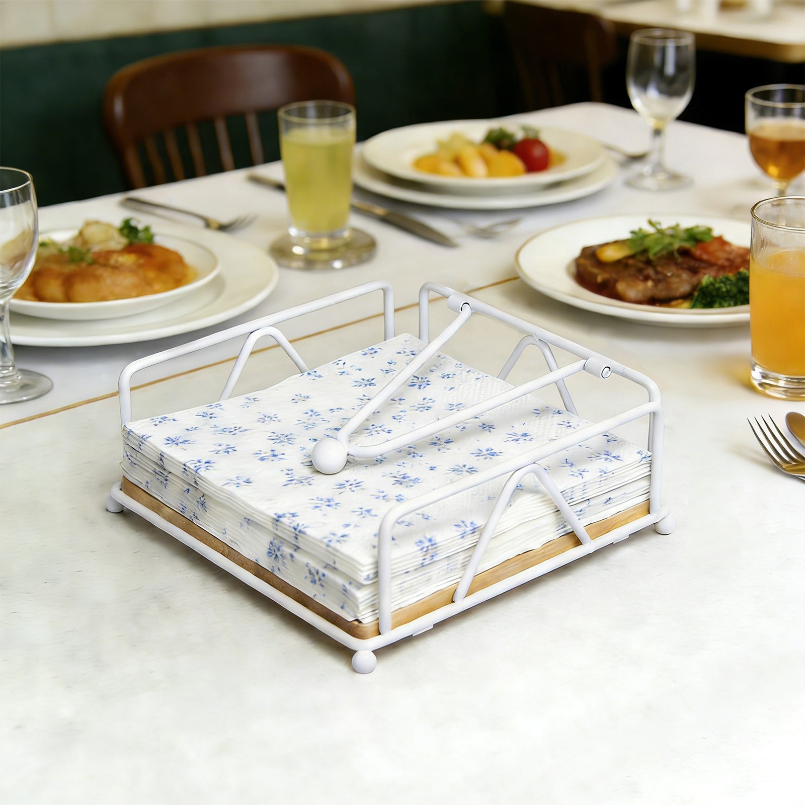 Square Napkin Holder, Table Napkin Dispenser with Weighted Arm 17.8*17.8*6.8cm gallery