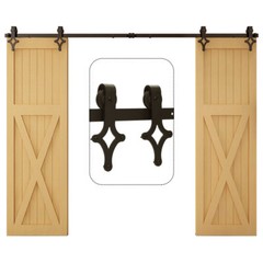 4FT-20FT Rhombus Roller Sliding Barn Door Hardware Kit for Single/Double/Bypass