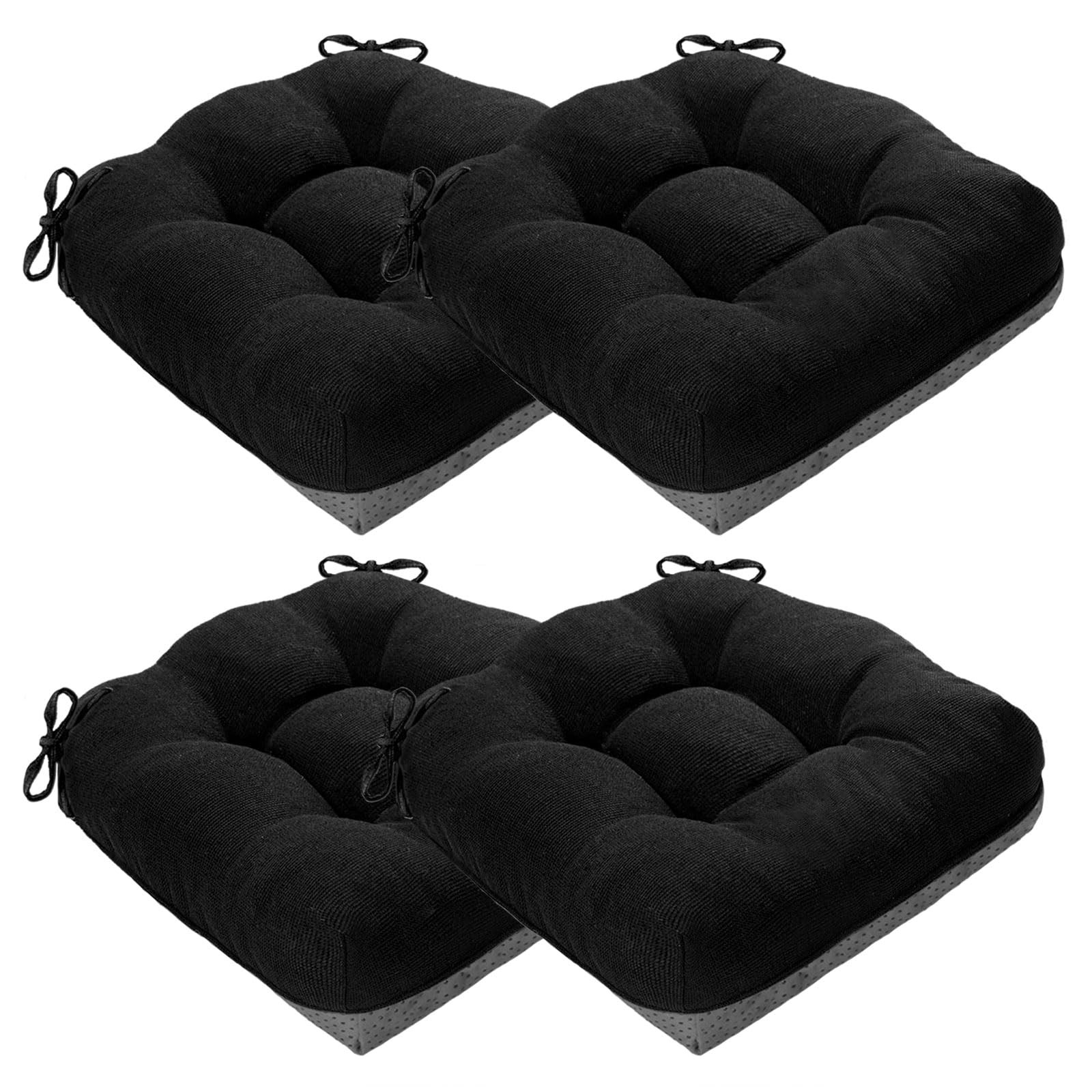 Dining Chair Cushions Shredded Memory Foam Black 15.5x15.5x4 Inch 4 PCS gallery