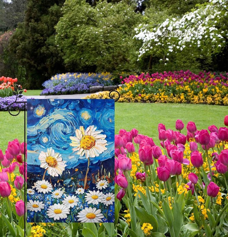 Spring Summer Starry Night Daisy Garden Flag 12x18 Inch Double Sided Decor gallery