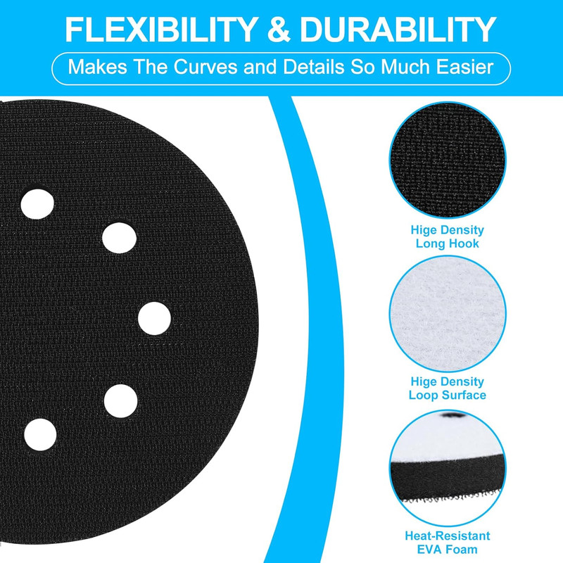 5 Pack 5 Inch Soft Sponge Interface Pad for Sanding Pad Hook&Loop Sanding Discs gallery