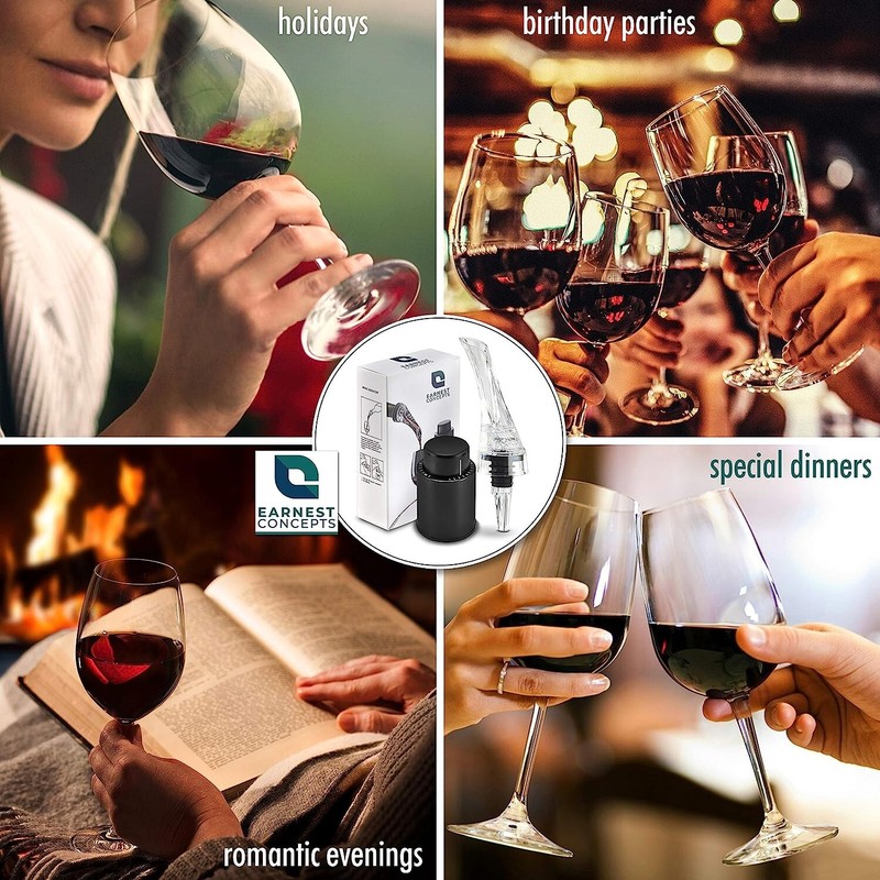 2 PACK - Wine Air Aerator & Suction Bottle Stopper Aerating Pour Spout Decanter gallery