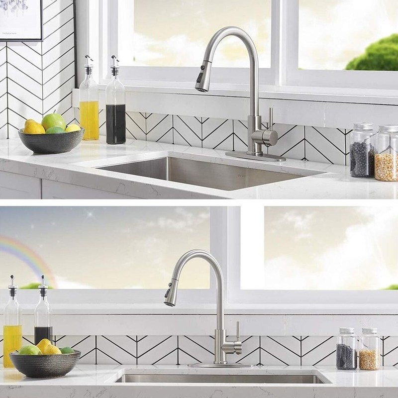 Commercial Kitchen Faucet Pull Down Sprayer Mixer Single Handle Stainless Steel gallery