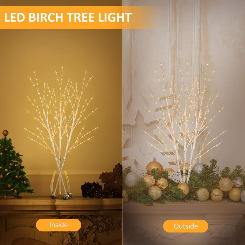 Lighted White Birch Branches, 33IN 180LED, Timer, Plug in, Artificial Twig gallery
