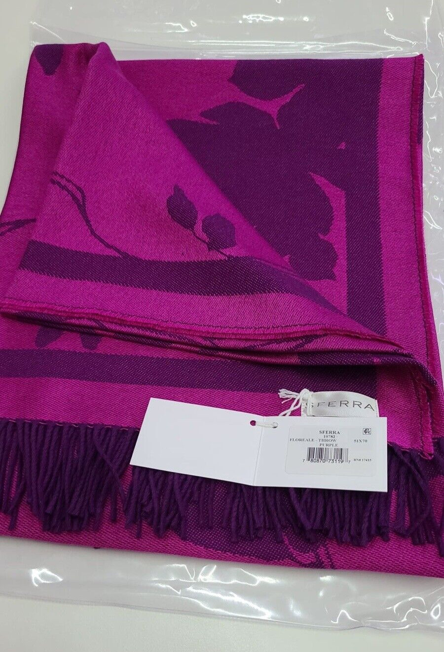 Sferra Floreale Throw Purple Wool Silk Blend gallery