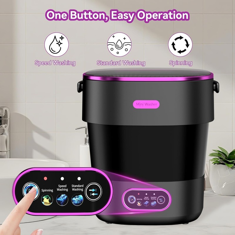 Portable Washing Machine, Folding 20L Mini Washer and Spin-Dryer, 3 Cleaning ... gallery