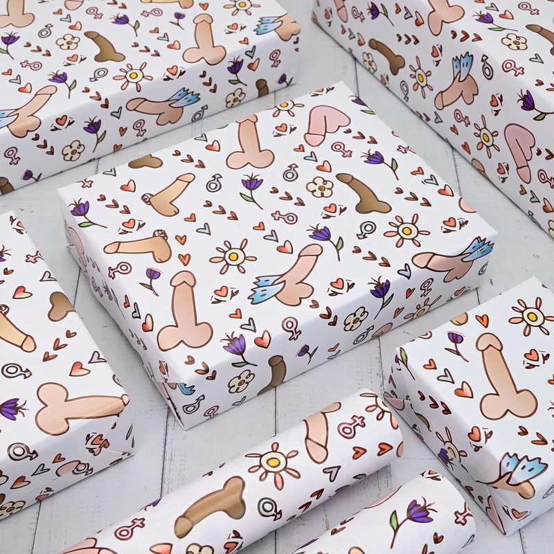 Funny Wrapping Paper 6 Pc Rude Shape for Adult Friends Men Women Gay Annivers... gallery