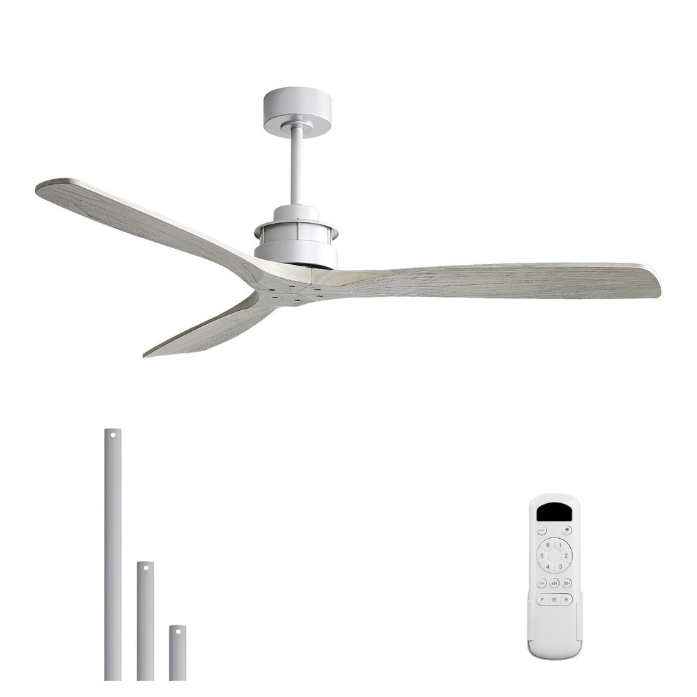 60in High CFM Solid Wood Ceiling Fan No Light with Remote Control Reversible DC
