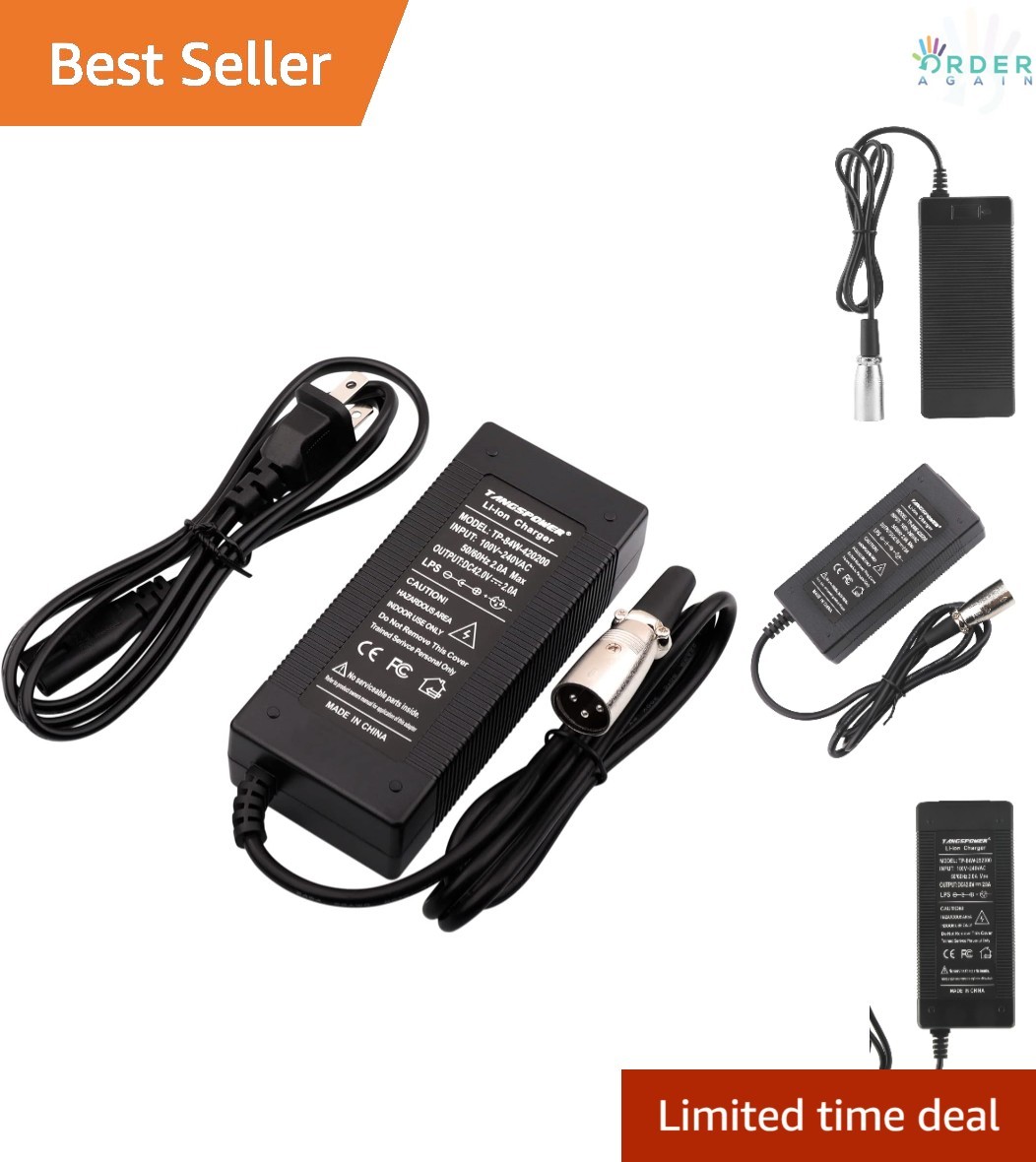 42V Lithium Battery Charger 2A Output for 36V 10S Pack with XLR 3-Pin gallery