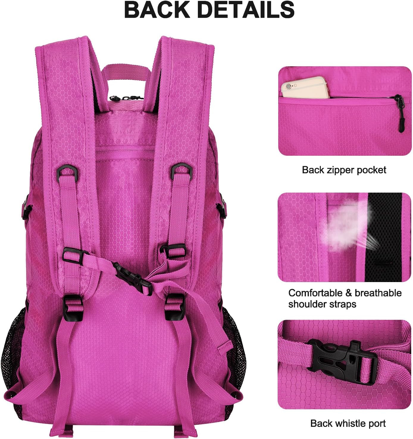 45L Hiking Backpack Lightweight Foldable, Waterproof Camping Backpack with Rain 5