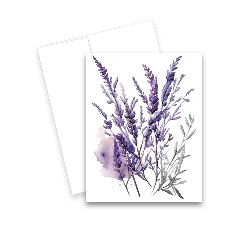 12 Assorted All Occasion Notecards Blank with Envelopes - Lavender ( 2 of Each ) gallery