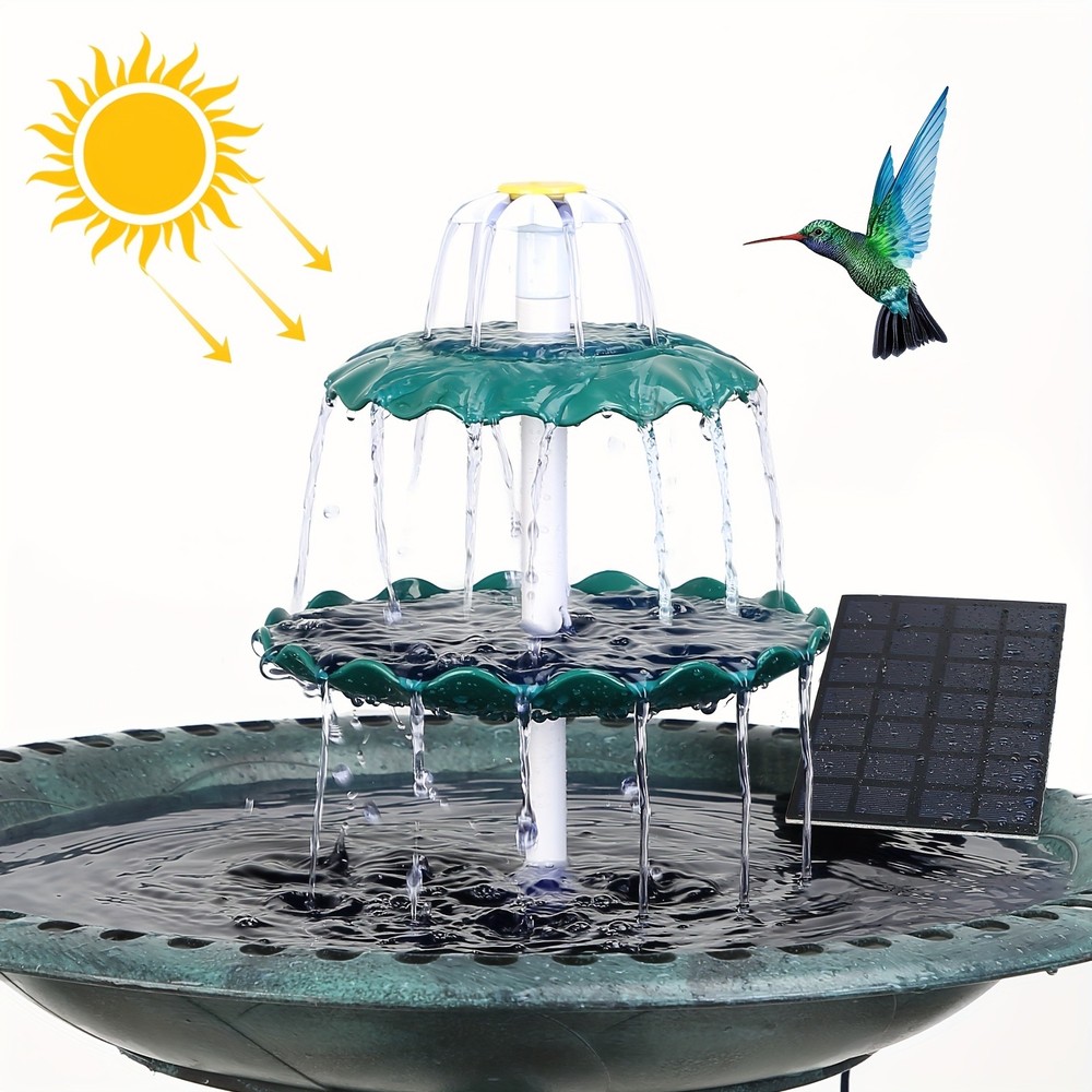 Three layer flowing solar bird bath tub, single-layer solar bird bath fountain