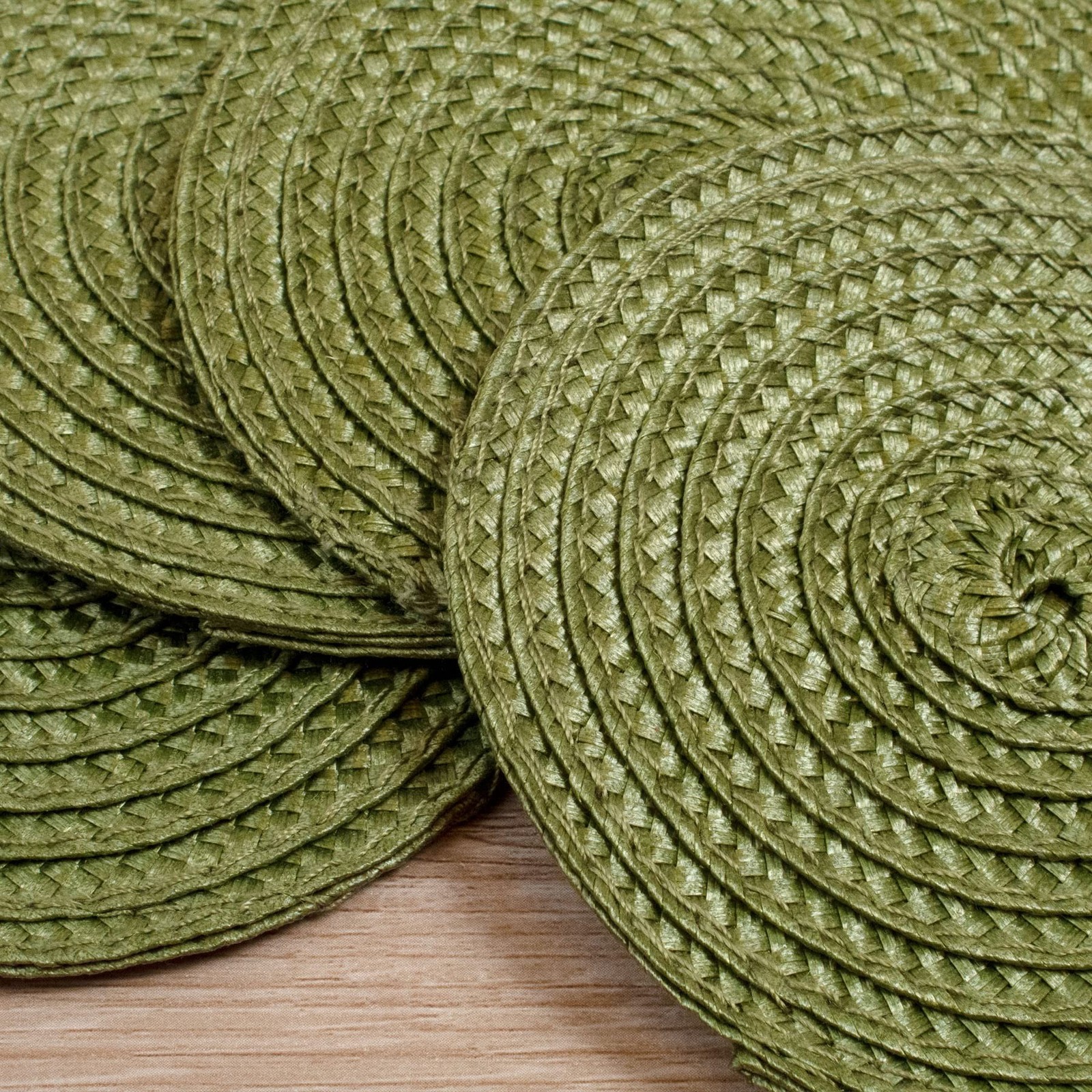 Round Braided Woven Polypropylene Plastic Coaster Set of 4 (Mossy Green) gallery