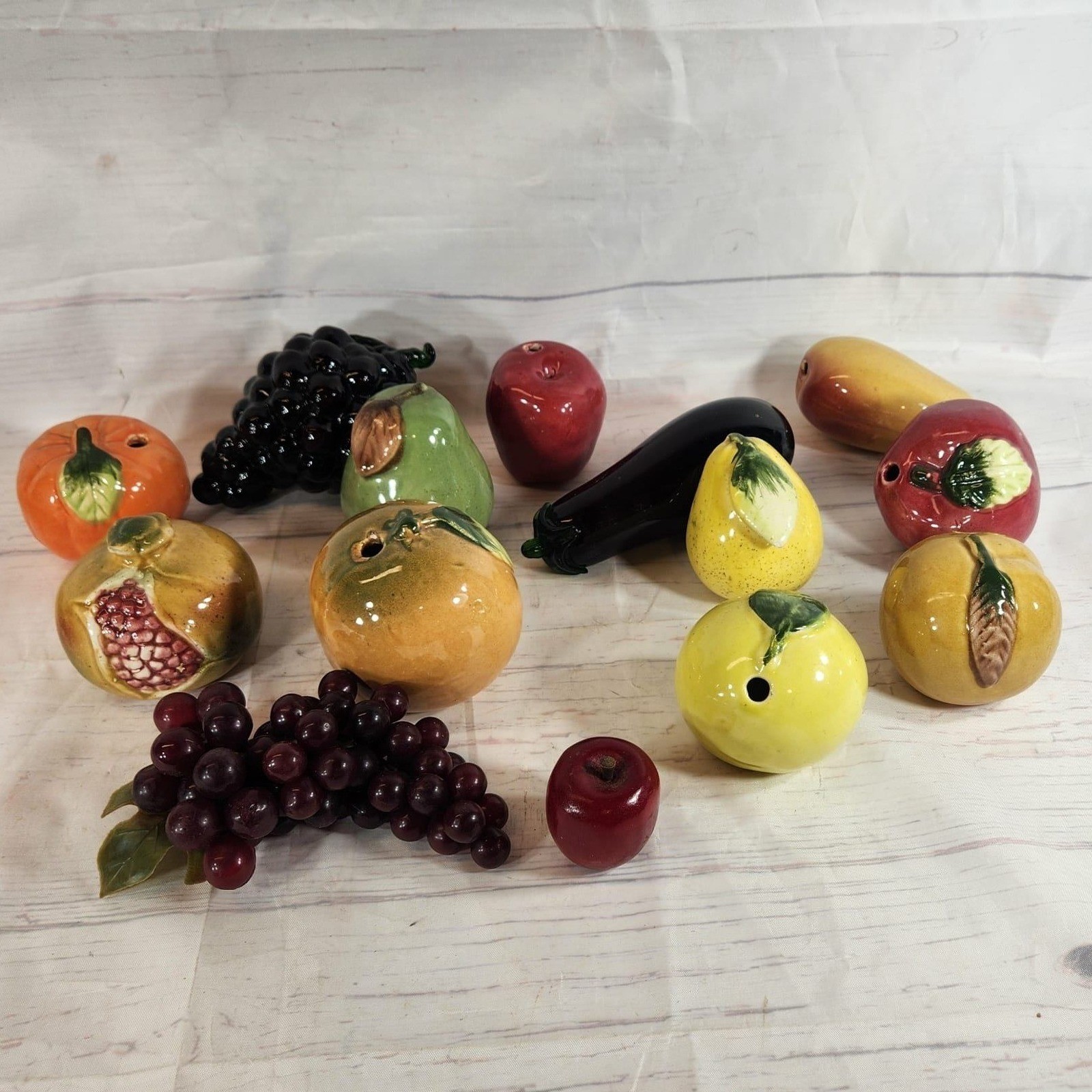Vintage Ceramic Fruit & Vegetable Lot - 14pc High Gloss Glaze Kitchen Decor gallery