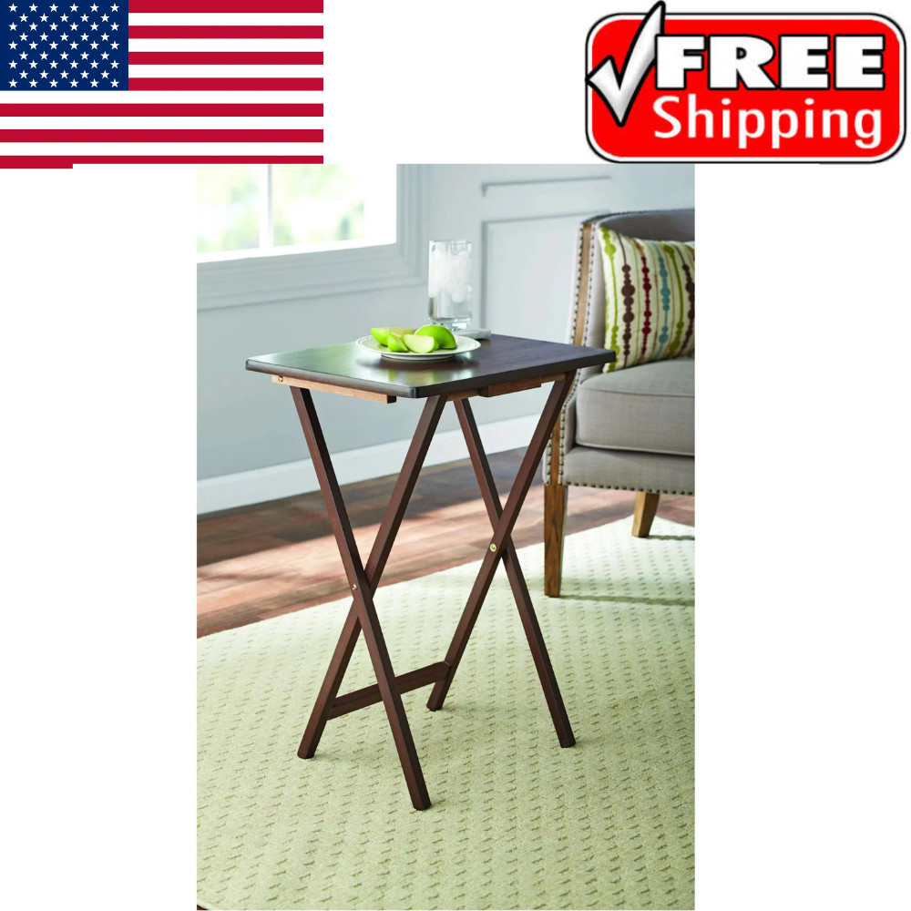 Folding TV Tray Table Set in Walnut 19 X 15 X 26 Inch. gallery