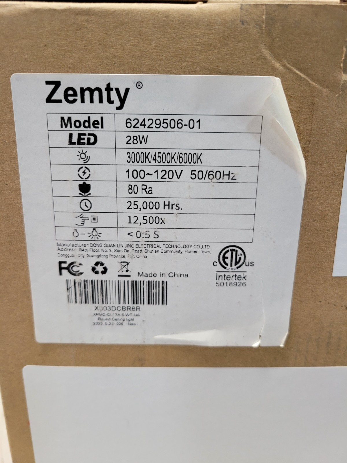NEW Intertek Zemty 6 Pack 12" LED Flush Mount Light 28W White 3000/4500/6000K gallery