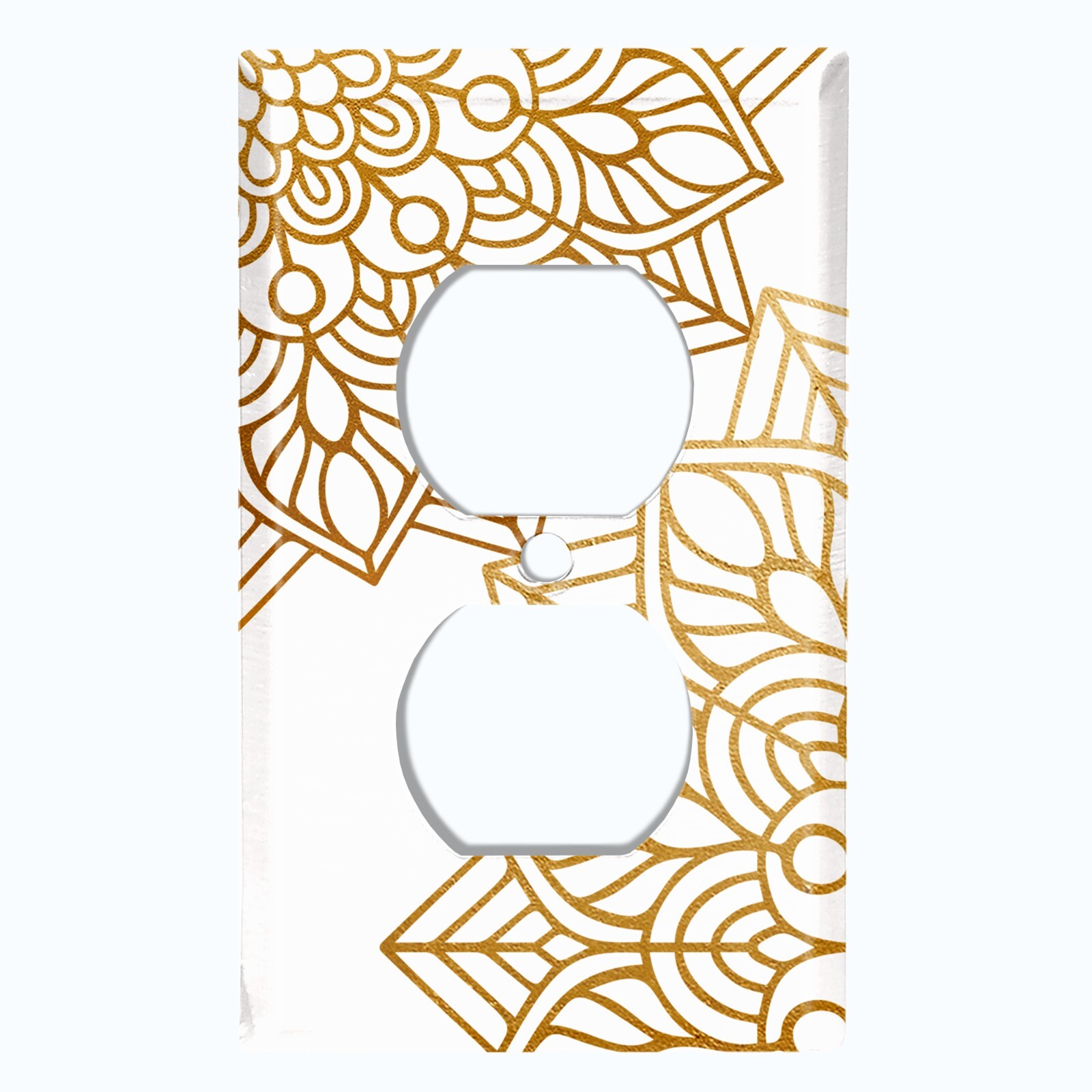 Metal Light Switch Cover Wall Plate Gold Mandala Flower Pattern White MDL102 gallery