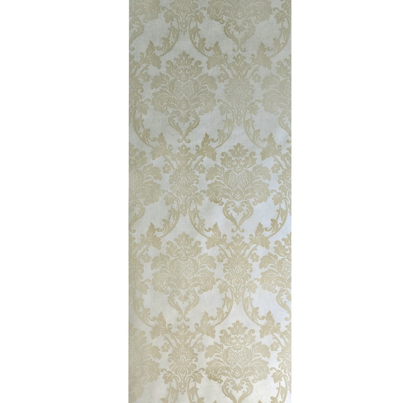 Wallpaper flocking rustic beige Flocked vintage damask velvet wallcoverings roll gallery