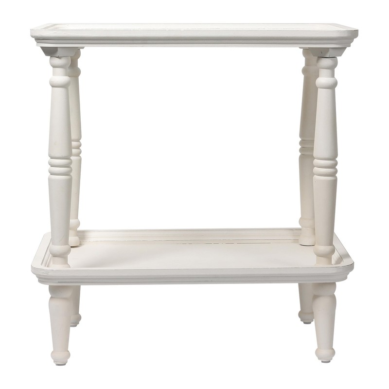 SOFE Rustic Small End Table White, Natural Wood Bedside Table for Small Space... gallery