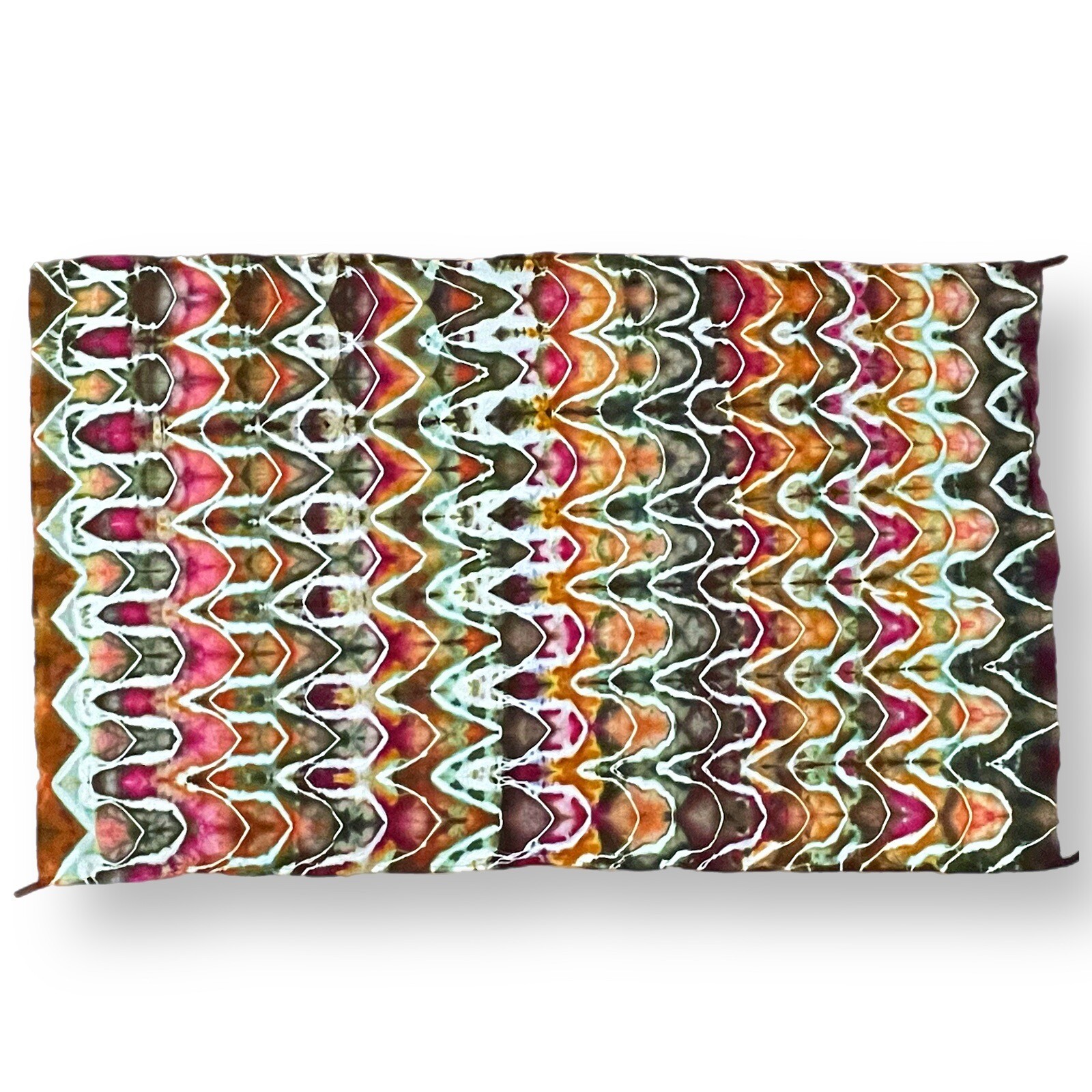 Hand tie dyed wall hanging flag tapestry in a 52x32" psychedelic earth rainbow gallery