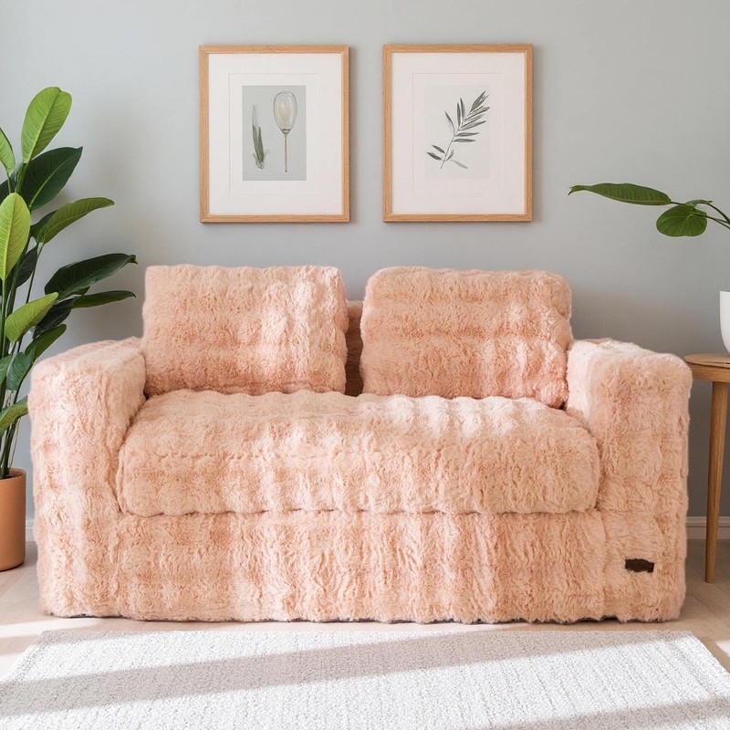 MAXYOYO 2/3 Seater Floor Sofa Bed,Bubbled Boneless Sofa with Pillows gallery