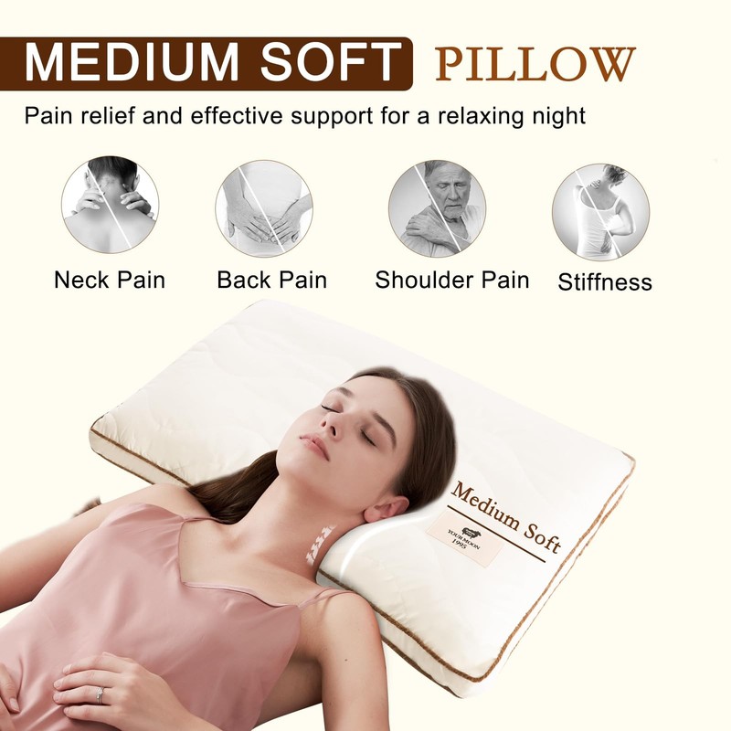 Medium Soft Natural Wool Pillow Standard, Flat & Thin Wool Pillow for Sleepin... gallery