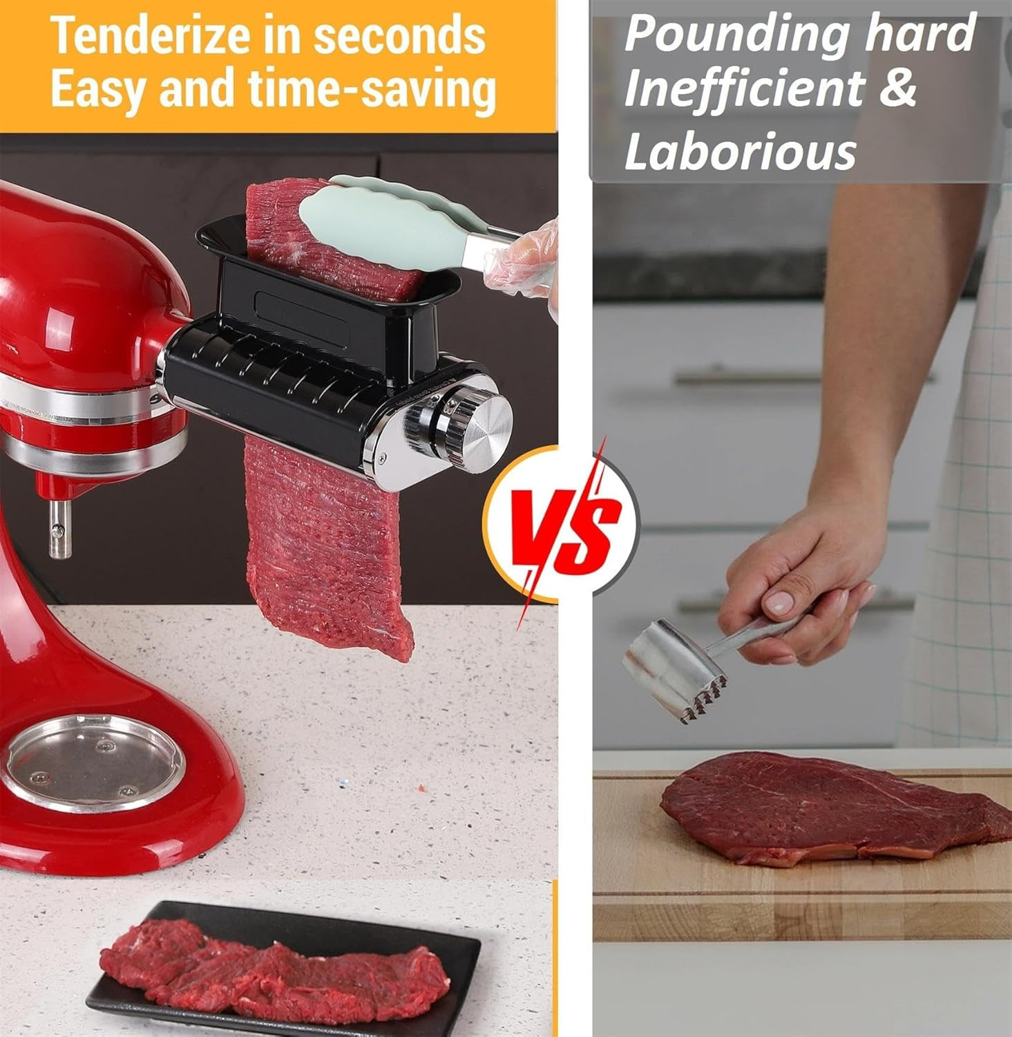 3 Thickness Adjustable Meat Tenderizer Attachment for Kitchenaid Mixers,Steak Cu gallery