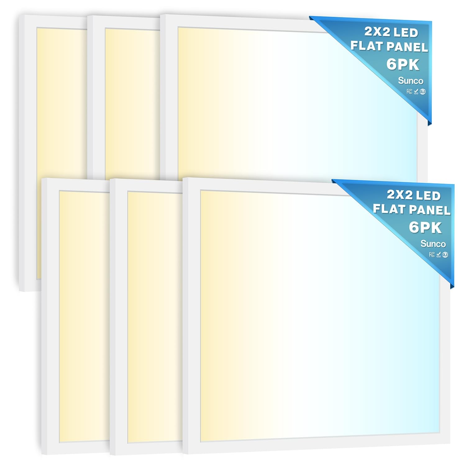 Sunco 6 Pack 2x2 LED Flat Replacement Light Fixture, 5200 LM,ble (0-10V) ETL/DLC gallery
