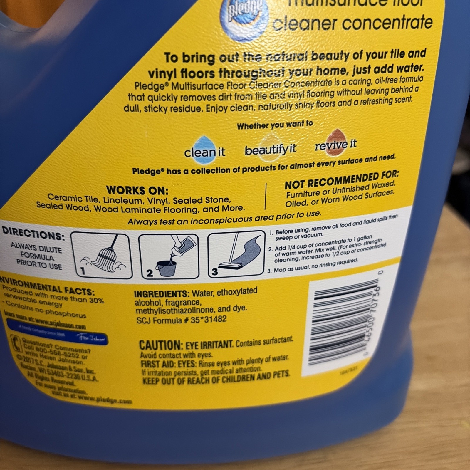 Pledge Clean It Multisurface Floor Cleaner Concentrate Rainshower 124 Oz 1 GAL gallery