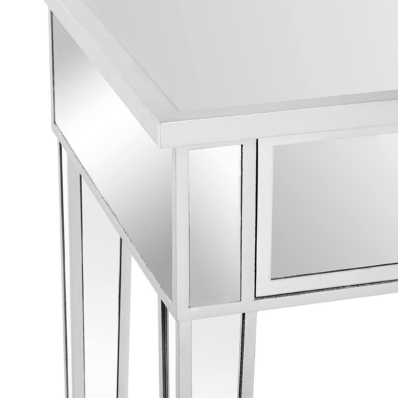 VINGLI Mirrored End Table with Drawer Silver Modern 1 Pack, gallery