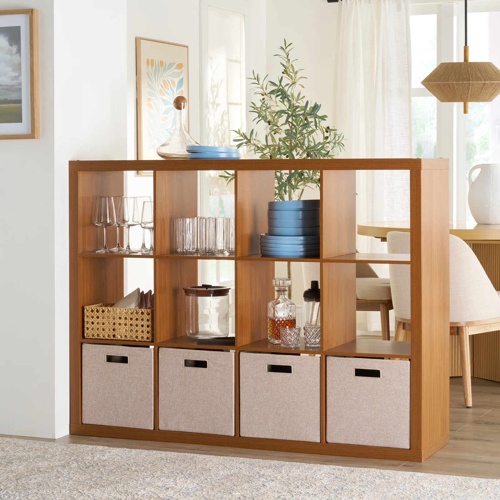 12-Cube Storage Organizer, Bookcase, Display Compartment, Open Back, Home Office gallery