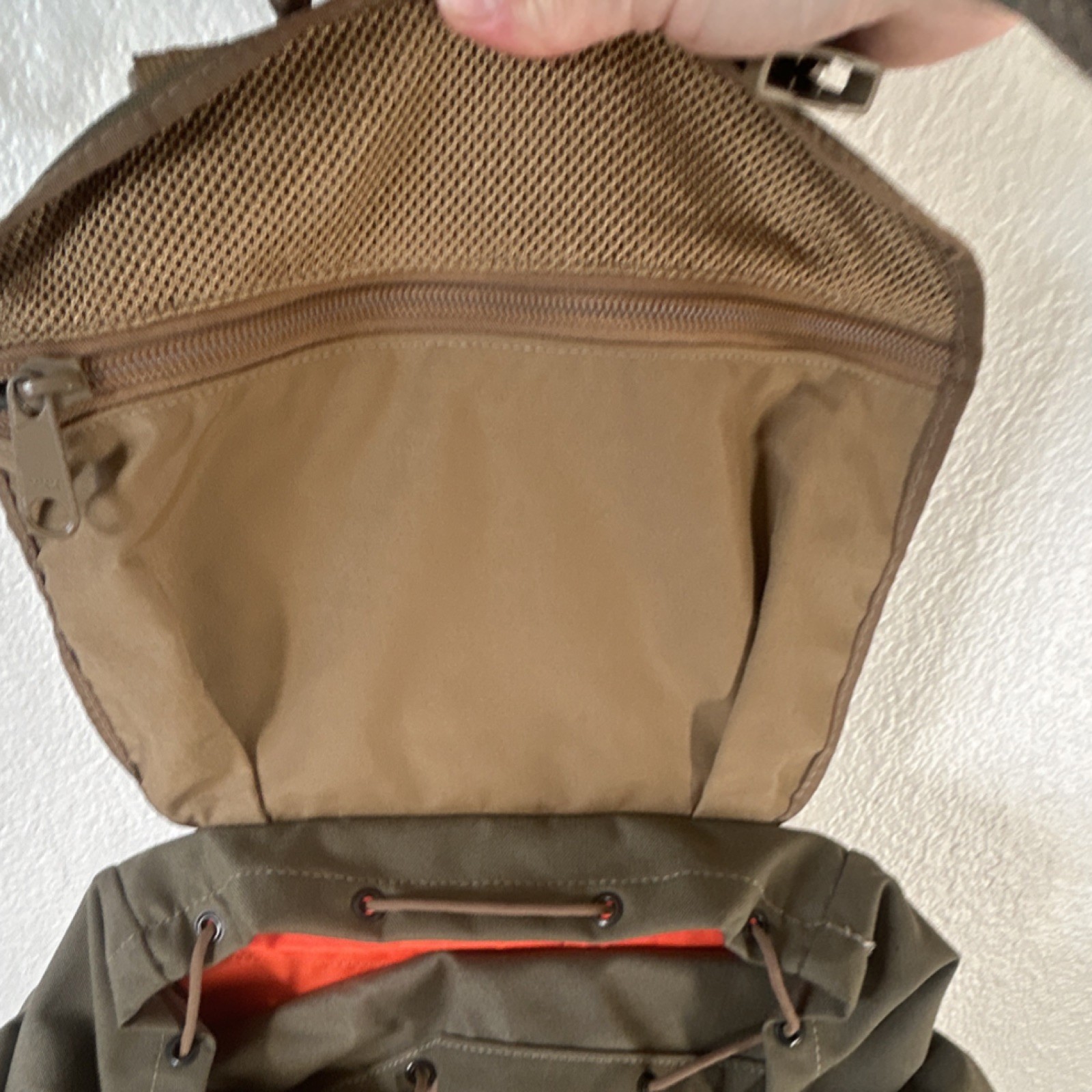Olive Green Canvas Hiking Backpack with Buckle, Drawstring, Zipper Closures 5