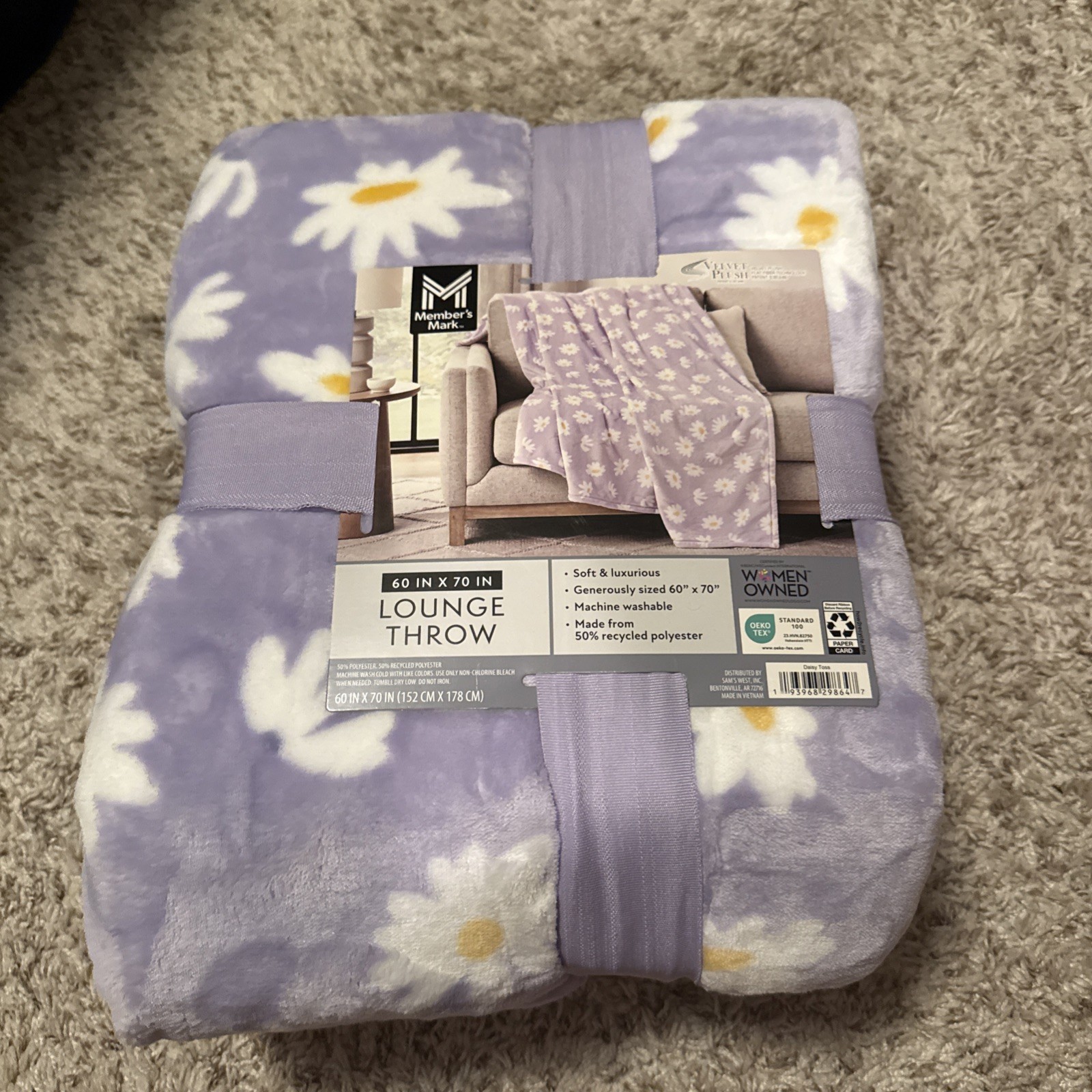 Member's Mark Soft Throw Blanket 60x70 Lavender Purple Daisy Floral NEW gallery