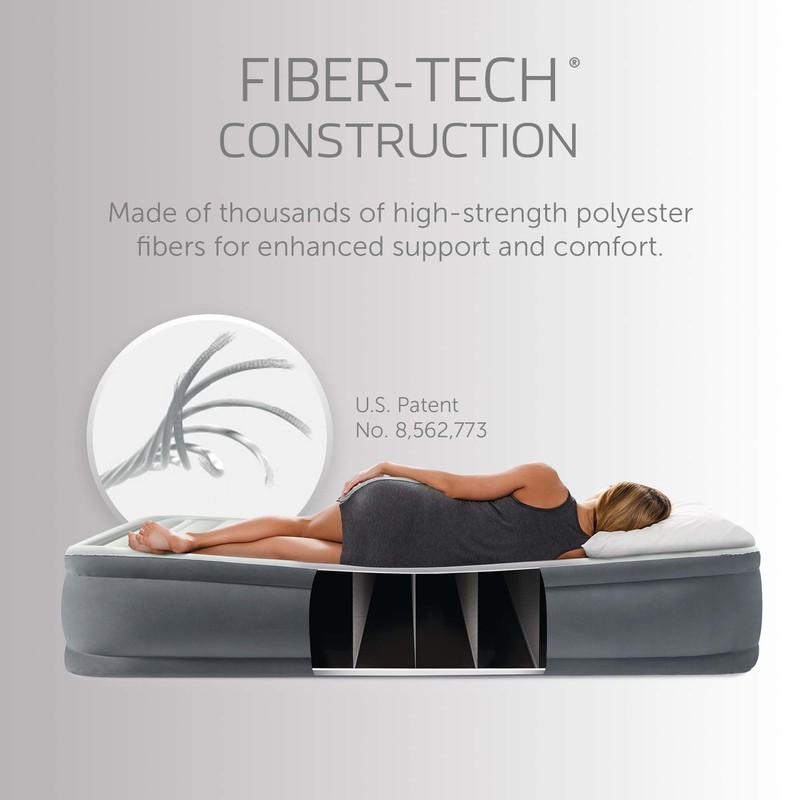 Intex PremAire I Fiber-Tech Elevated Air Mattress Bed with Built-In Pump, Full gallery