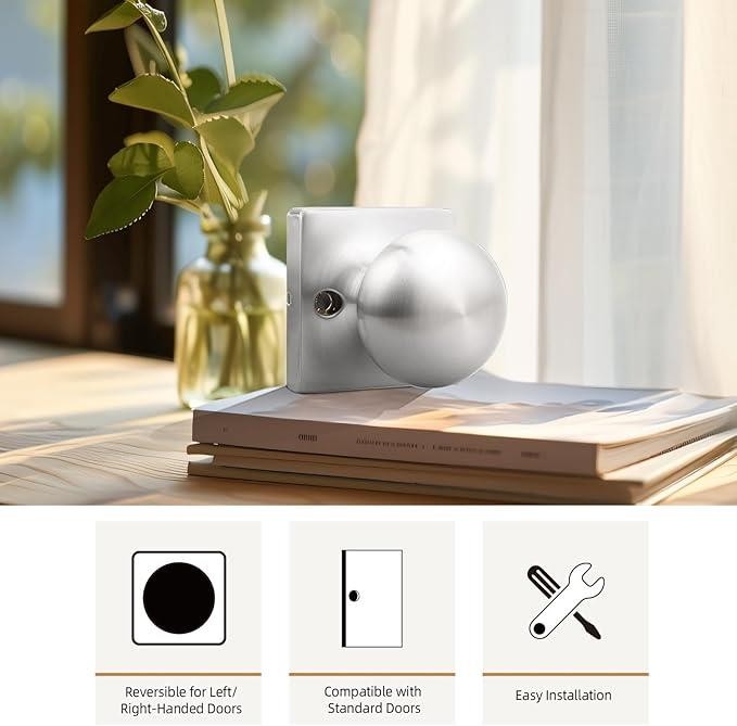 GOBEKOR 6 Pack Single Dummy Door Knobs for French Doors Brushed Nickel gallery