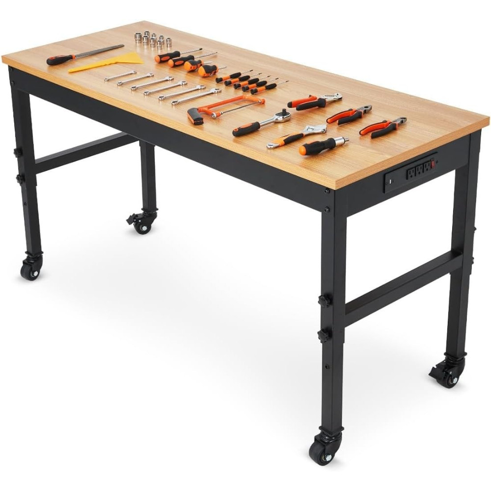 Multifunctional Work Bench Adjustable Height Workbench W/ Built-in Power Outlets gallery