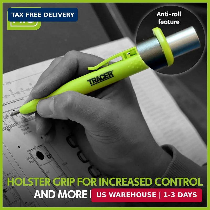 Tracer Pro Aluminum Deep Hole Construction Pencil - Durable Mechanical Carpenter gallery
