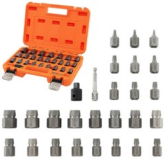 27 PCS Multi-Spline Screw Extractor Set w/ 3/8” Drive Hex Head Bolt Remover