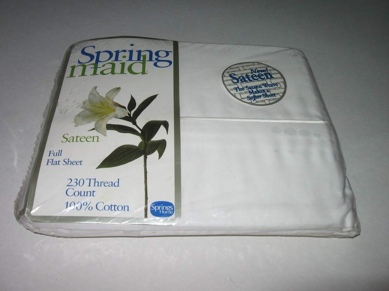 100% COTTON Flat White Sheet Spring Maid FULL 81"x96" 230 thread NEW Sealed USA gallery