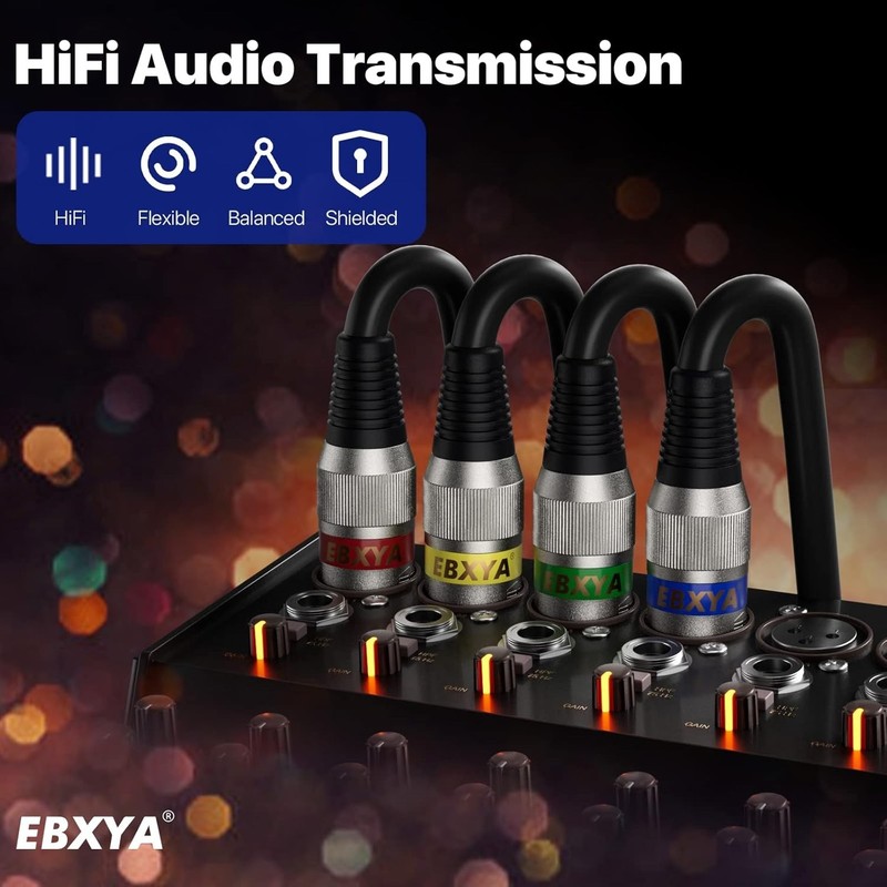 XLR Cable 15FT 4 Pack Premium Balanced 3-Pin Male to Female Mic Cord Black gallery