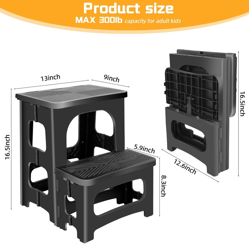 Folding 2 Step Stool for Adults,Collapsible Rv Step Stool Holds 300LB,Anti-Sl... gallery