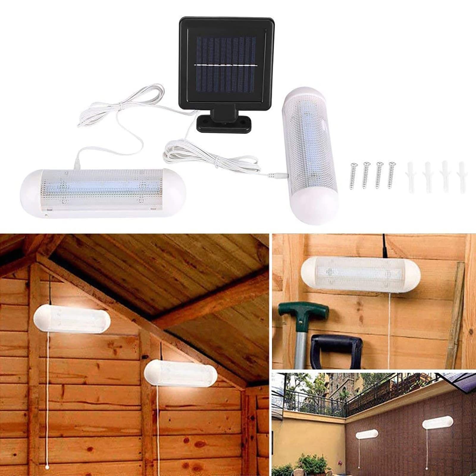 Solar Powered Shed Light Rechargeable Split with On Off Switch Indoor Solar L... gallery