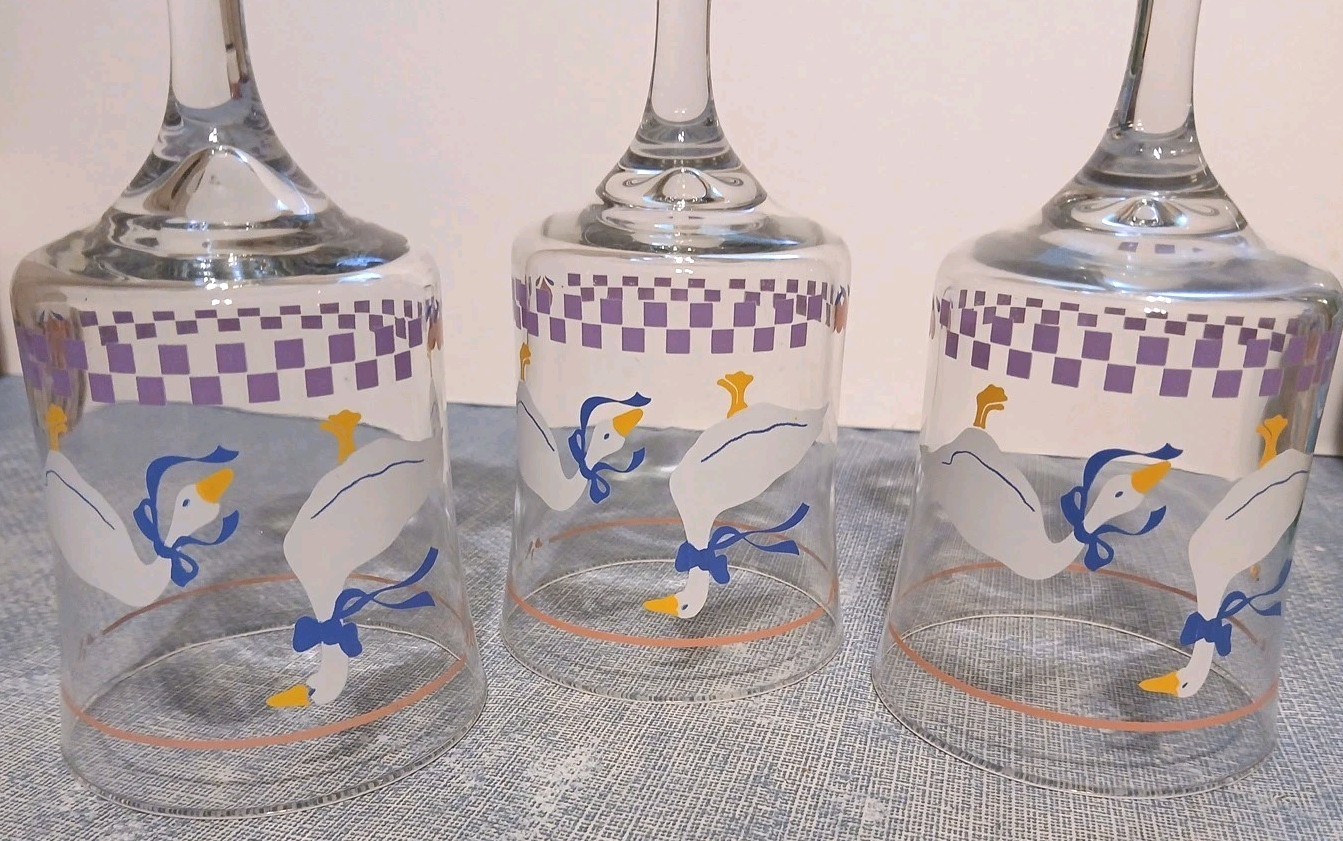 Libbey Country Goose 6 oz Drinking Glass Set of 3 Vintage/Excellent Display Only gallery