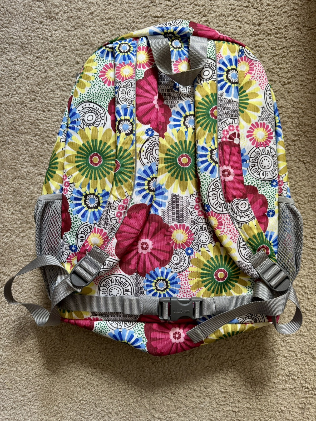 LL Bean School Backpack Book Bag Flower Design 505445 2