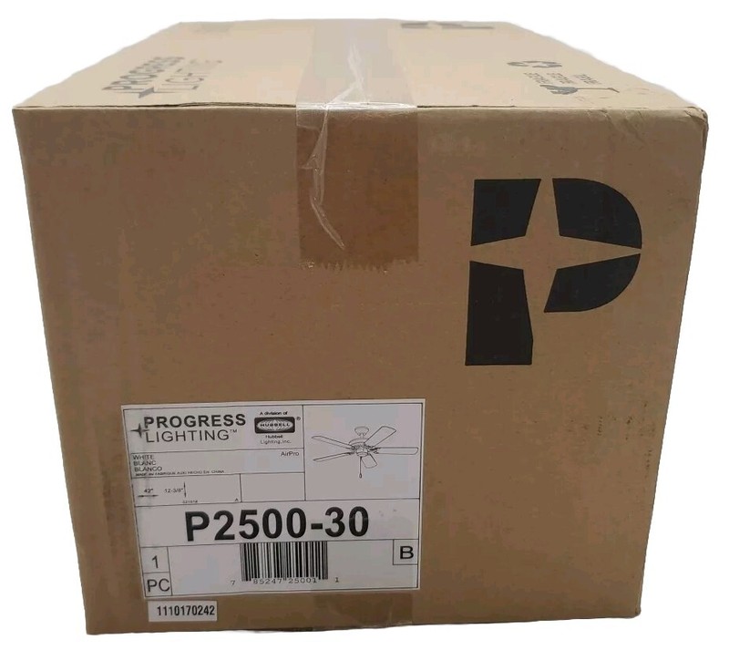Progress Lighting P2500-30 42" White Ceiling Fan AirPro Builder Collection ~New gallery