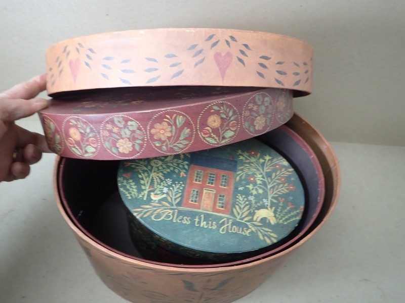 (4) Oval Primitive Nesting Storage Bob’s Boxes Bless This House Lang Card Co. gallery